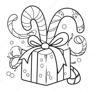 Festlig Julegave Med Sukkertoy Fargeleggingsside 39019-8529