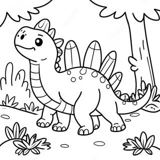 Glad Stegosaurus I En Skog Fargeleggingsside 43292-9457