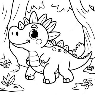 Glad Stegosaurus I En Skog Fargeleggingsside 43292-9458