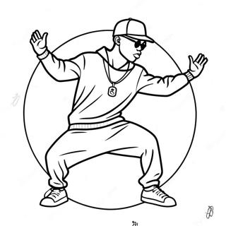 Hip Hop Danser Som Utforer Triks Fargeleggingsside 43647-9539