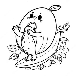 Lekende Avokado Med Surfebrett Fargeleggingsside 44260 9689