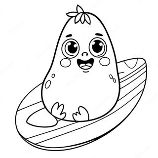 Lekende Avokado Med Surfebrett Fargeleggingsside 44260 9690