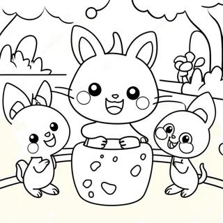 Kuromi Leker Med Venner Fargeleggingsside 4743 600