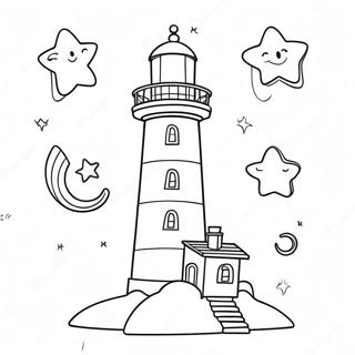 Fantasifull Fyr Med Stjerner Fargeleggingsside 54003-11817
