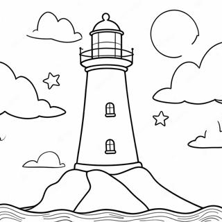 Fantasifull Fyr Med Stjerner Fargeleggingsside 54003-11819