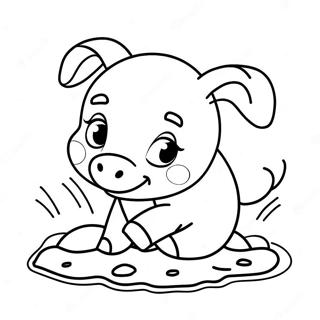 Lekende Grisefoster Som Ruller I Gjorme Fargeleggingsside 55346 12117