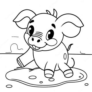 Lekende Grisefoster Som Ruller I Gjorme Fargeleggingsside 55346 12119