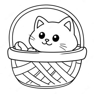 Fargeleggingsside Med Fluffy Kattunge Som Sover I En Kurv 59774 13096