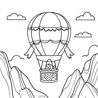 Vintage Luftballong Som Svever Over Fjell Fargeleggingsside 61784 13595