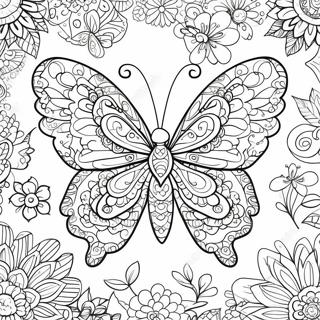 Intrikat Zentangle Sommerfugl Fargeleggingsside 61956-13646