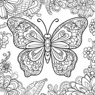 Intrikat Zentangle Sommerfugl Fargeleggingsside 61956-13647