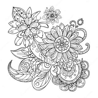 Fantastisk Zentangle Blomst Fargeleggingsside 61957-13649