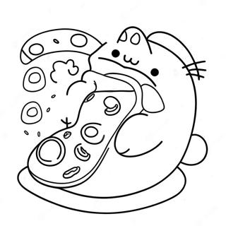 Sote Pusheen Som Spiser Pizza Fargeleggingsside 6473-936