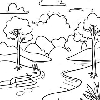 Fredelig Landskap Fargeleggingsside 64806-13954