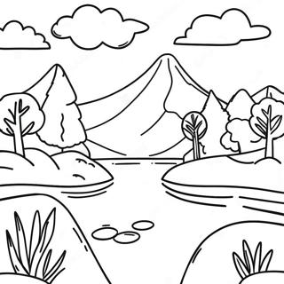 Fredelig Landskap Fargeleggingsside 64806-13955