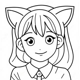 Anime Jente Med Kattorer Fargeleggingsside 65911-14423