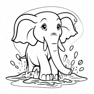 Majestetisk Elefant Som Spruter Vann Fargeleggingsside 66270-14499