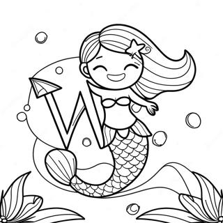 Magisk Havfrue Fargeleggingsark For Bokstaven M 71758-15719