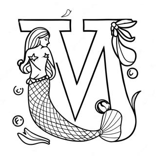 Magisk Havfrue Fargeleggingsark For Bokstaven M 71758-15720