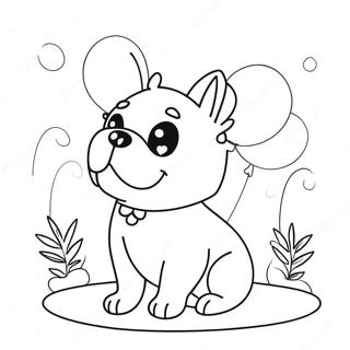 Nydelig Fransk Bulldog Med Ballonger Fargeleggingsside 72340-16121