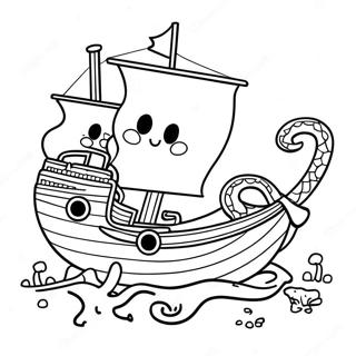 Eventyrlig Tenarings Kraken Utforsker Et Skipvrak Fargeleggingsside 72752-16438