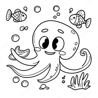 Vennlig Tenarings Kraken Lager Venner Med Fisk Fargeleggingsside 72753-16443