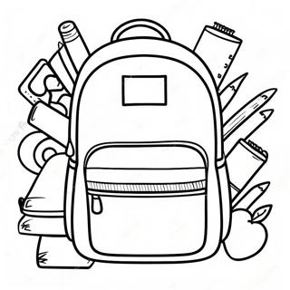 Fargerik Ryggsekk Og Skoleforsyninger Fargeleggingsside 72805-16484