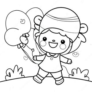 Glad Kawaii Jente Med Ballonger Fargeleggingsside 73473-17001