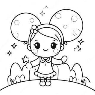 Glad Kawaii Jente Med Ballonger Fargeleggingsside 73473-17002