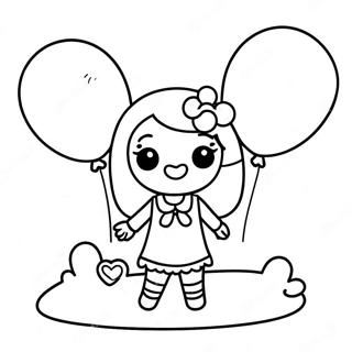 Glad Kawaii Jente Med Ballonger Fargeleggingsside 73473-17004