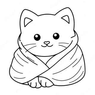 Luftig Katt Krammet I Et Teppe Fargeleggingsside 77011-19737