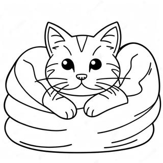 Luftig Katt Krammet I Et Teppe Fargeleggingsside 77011-19740