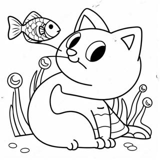 Lekende Katt Drommer Om Fisk Fargeleggingsside 77012-19741