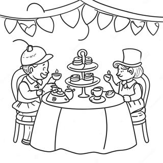 Vintage Te Selskap Scene Fargeleggingsside 79798-21892