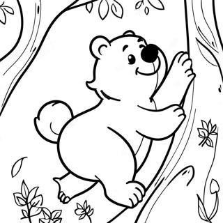 Eventyrlig Brun Bjorn Som Klatrer I Et Tre Fargeleggingsside 79953-22012
