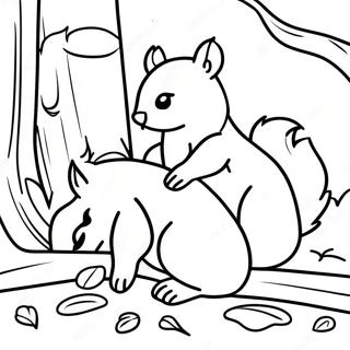 Koselige Dvalende Ekorn Fargeleggingsside 80263-22251