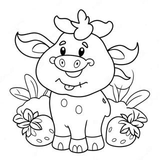 Glad Jordbaerku Med Et Stort Smil Fargeleggingsside 80313 22287