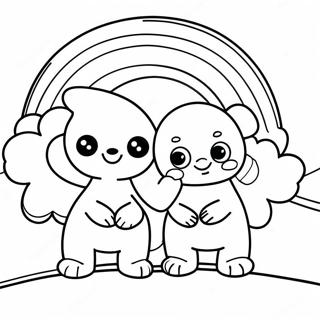 Cyan Regnbuevenner Lekende Fargeleggingsside 81006-22828