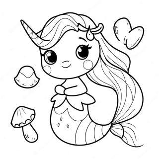 Fargeleggingsside Med Sot Havfrue Enhjorning Med Sjoskjell 81544-23241