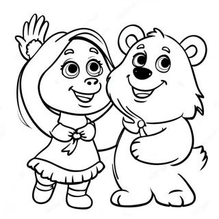 Masha Og Bjorn Har Det Goy Fargeleggingsark 82833-24277