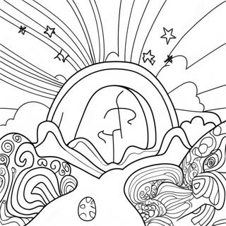 Psykedelisk Galakse Landskap Fargeleggingsside 82937-24360