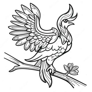 Elegant Fugl Som Sitter Pa En Gren Fargeleggingsark 83218 24580