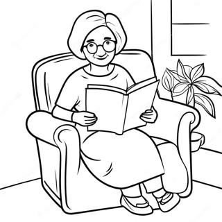 Snill Bestemor Leser En Bok Fargeleggingsside 84549 25617