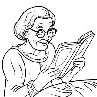 Snill Bestemor Leser En Bok Fargeleggingsside 84549 25620