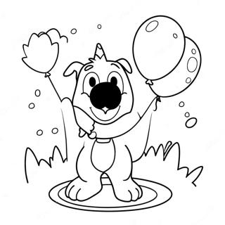 Bluey Med Ballonger Fargeleggingsside 84855-25858