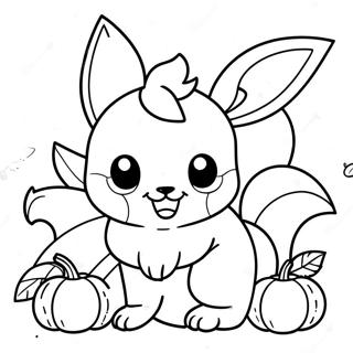 Sjarmerende Eevee Med Gresskar Fargeleggingsside 84932-26004