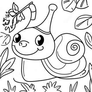 Smilende Sneglen Pa Et Blad Fargeleggingsside 86981-27603