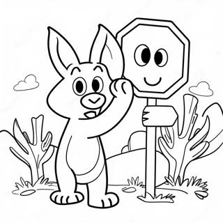 Morsom Stopp Skilt Med Dyrekarakterer Fargeleggingsside 87417 27933