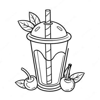 Vanilje Milkshake Med Kirsebaer Pa Toppen Fargeleggingsside 87468-27974