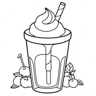 Vanilje Milkshake Med Kirsebaer Pa Toppen Fargeleggingsside 87468-27976